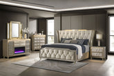 Best Furniture Outlet - Coaster - Lorient 5-piece Eastern King Bedroom Set Ivory and Camel - 222661KE-S5B