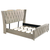 Best Furniture Outlet - Coaster - Lorient Eastern King LED Upholstered Bed Ivory and Camel - 222661KE