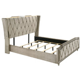 Best Furniture Outlet - Coaster - Lorient California King LED Upholstered Bed Ivory and Camel - 222661KW