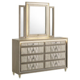 Best Furniture Outlet - Coaster - Lorient 8-drawer LED Dresser with Mirror Ivory and Camel - 222663M