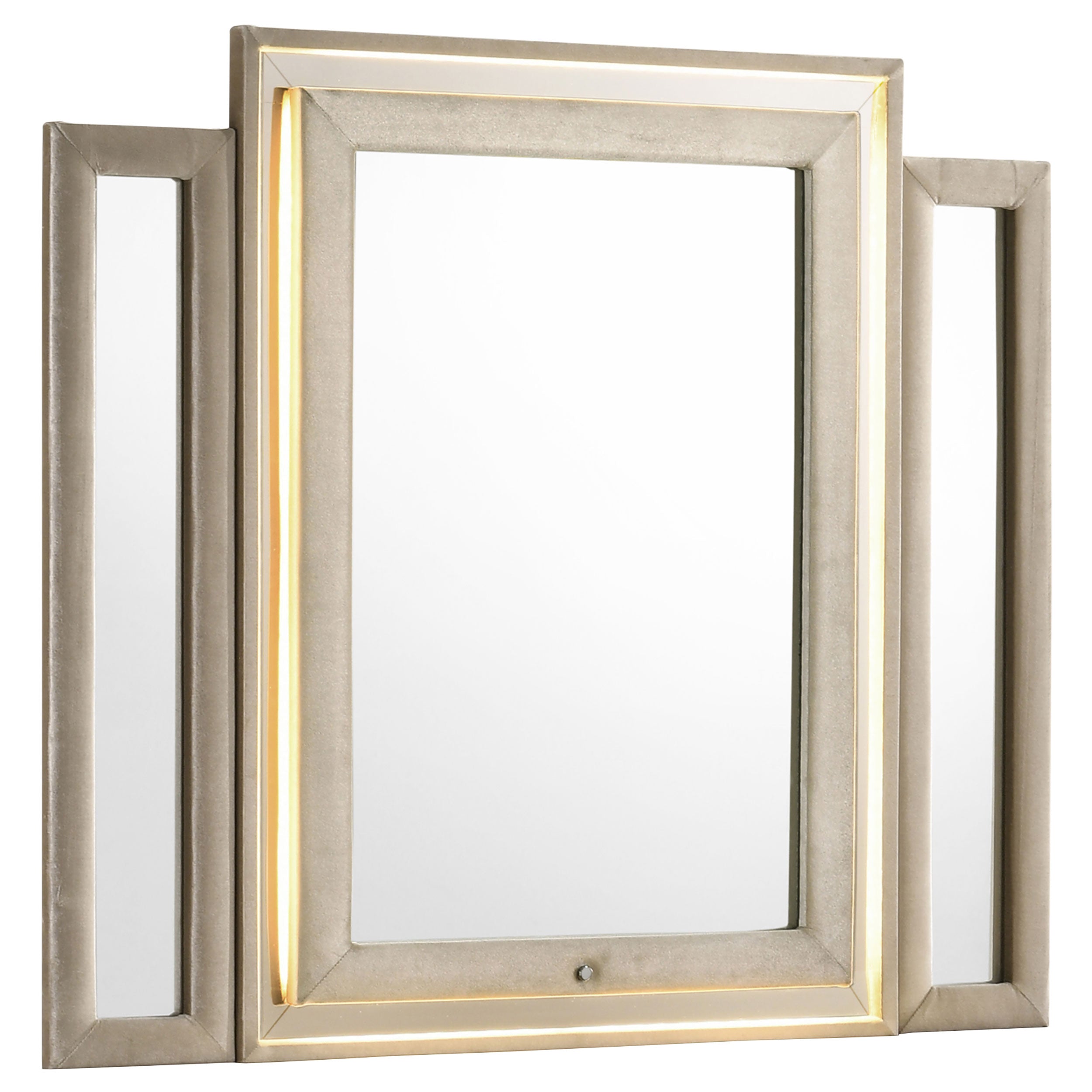 Best Furniture Outlet - Coaster - Lorient LED Dresser Mirror Ivory and Camel - 222664