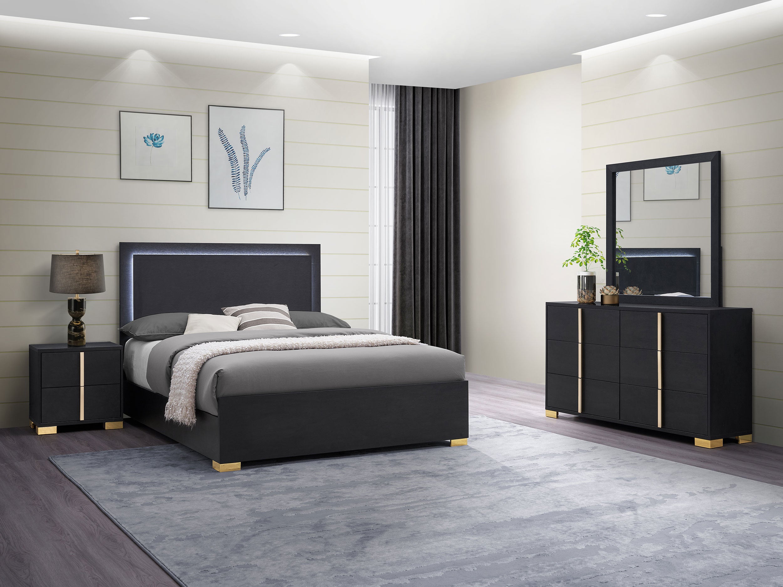 Best Furniture Outlet - Coaster - Marceline 4-piece Full Bedroom Set Black - 222831F-S4