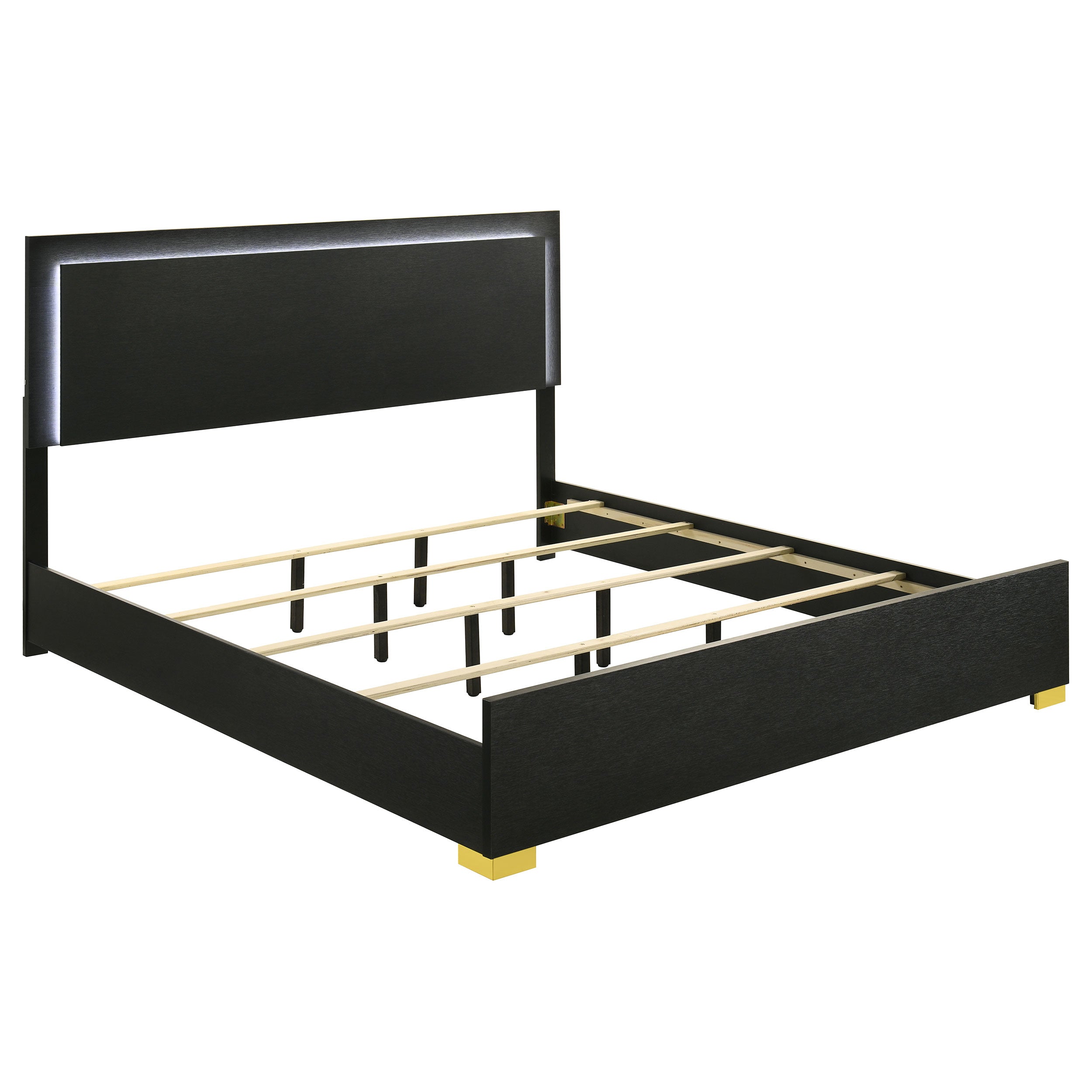 Best Furniture Outlet - Coaster - Marceline Wood Eastern King LED Panel Bed Black - 222831KE