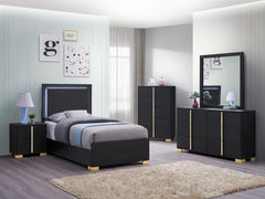 Best Furniture Outlet - Coaster - Marceline 5-piece Twin Bedroom Set Black - 222831T-S5