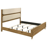 Best Furniture Outlet - Coaster - Bennett 78-inch Eastern King Upholstered Panel Bed Cream and Light Oak - 222901KE