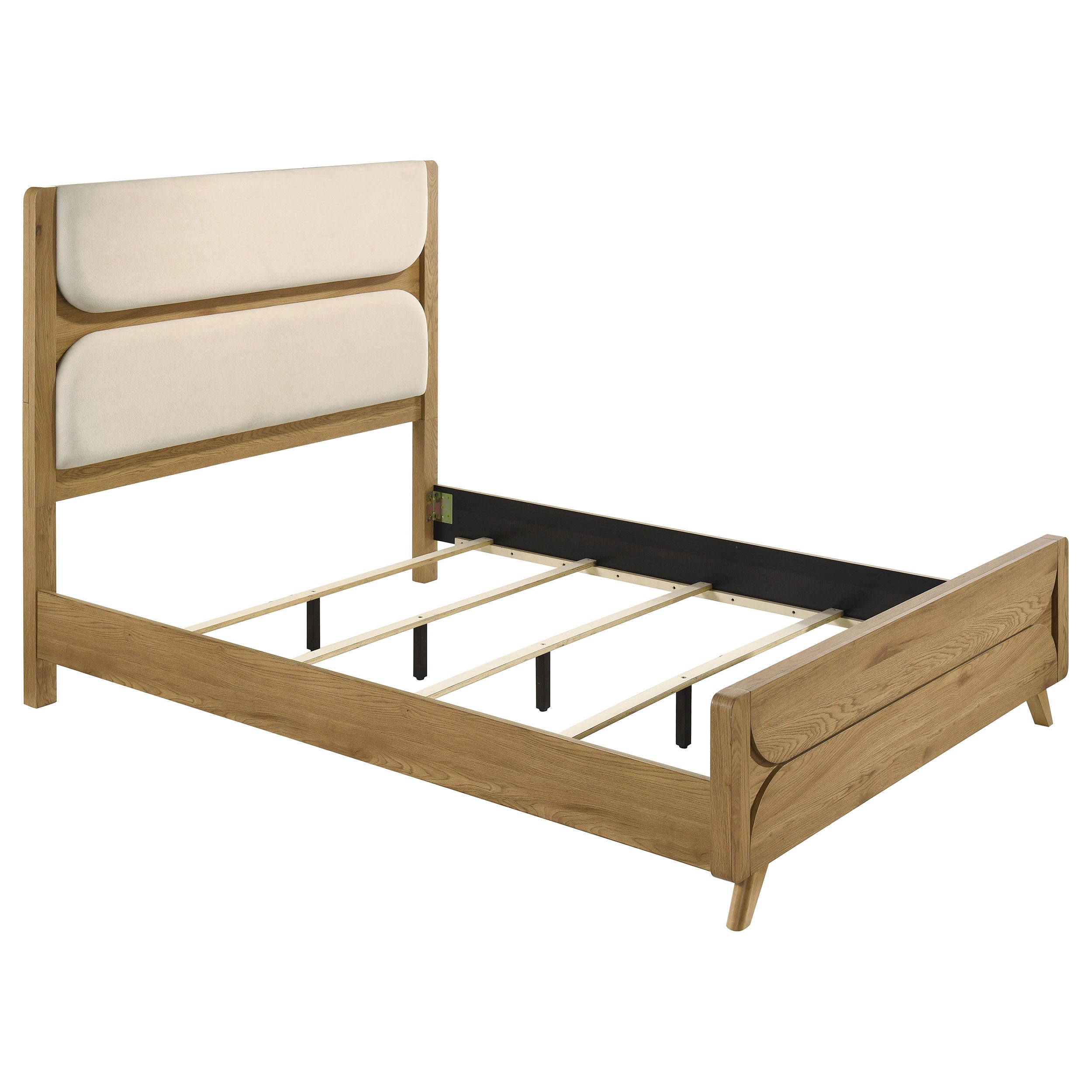 Best Furniture Outlet - Coaster - Bennett 63-inch Queen Upholstered Panel Bed Cream and Light Oak - 222901Q