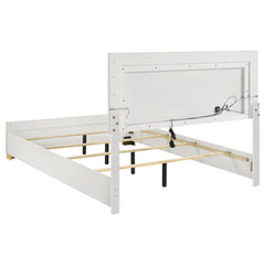 Marceline Wood Eastern King LED Panel Bed White