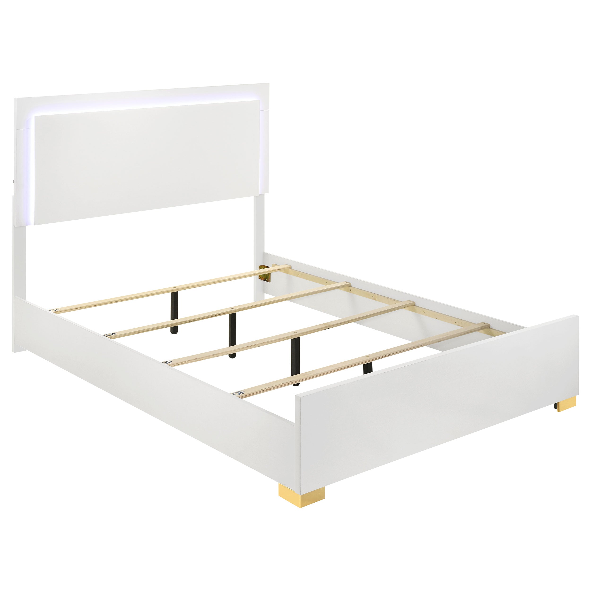 Best Furniture Outlet - Coaster - Marceline Wood Queen LED Panel Bed White - 222931Q