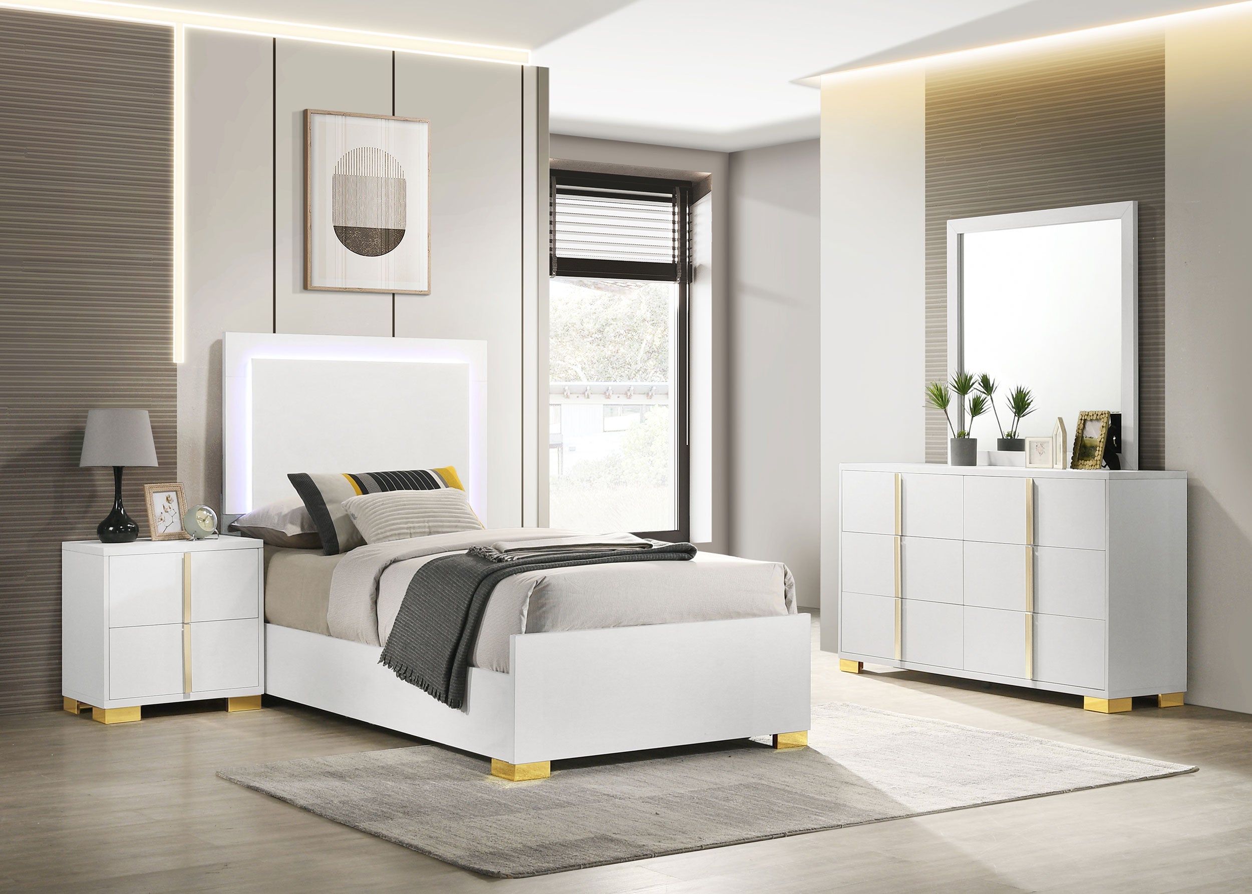 Best Furniture Outlet - Coaster - Marceline 4-piece Twin Bedroom Set White - 222931T-S4