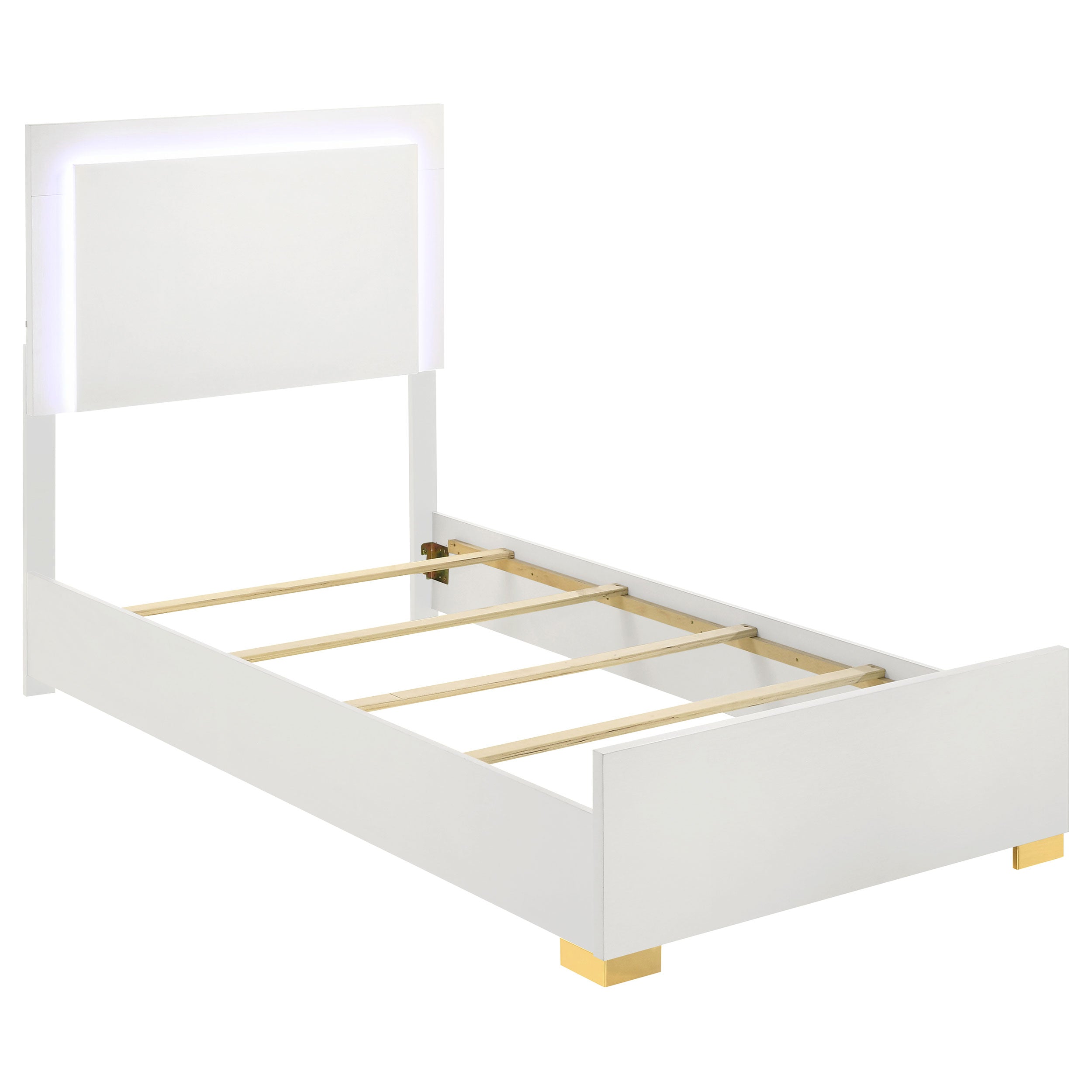 Best Furniture Outlet - Coaster - Marceline Wood Twin LED Panel Bed White - 222931T