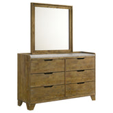 Best Furniture Outlet - Coaster - Henderson 6-drawer Bedroom Dresser with Mirror Medium Oak - 222973M