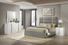Best Furniture Outlet - Coaster - Ines 4-piece Eastern King Bedroom Set Grey and White High Gloss - 223091GRYKE-S4