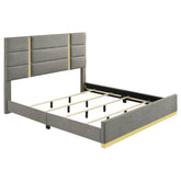 Best Furniture Outlet - Coaster - Ines 56-inch Fabric Upholstered Eastern King Panel Bed Grey - 223091GRYKE