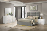 Best Furniture Outlet - Coaster - Ines 4-piece Queen Bedroom Set Grey and White High Gloss - 223091GRYQ-S4