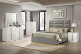 Best Furniture Outlet - Coaster - Ines 5-piece Queen Bedroom Set Grey and White High Gloss - 223091GRYQ-S5