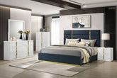 Best Furniture Outlet - Coaster - Ines 5-piece Eastern King Bedroom Set Navy and White High Gloss - 223091NVYKE-S5