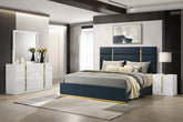 Best Furniture Outlet - Coaster - Ines 4-piece Queen Bedroom Set Navy and White High Gloss - 223091NVYQ-S4