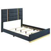 Best Furniture Outlet - Coaster - Ines 56-inch Fabric Upholstered Queen Panel Bed Navy - 223091NVYQ
