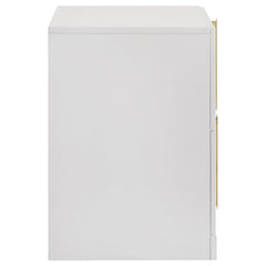 Ines 2-drawer Nightstand Bedside Table White High Gloss