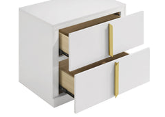 Ines 2-drawer Nightstand Bedside Table White High Gloss