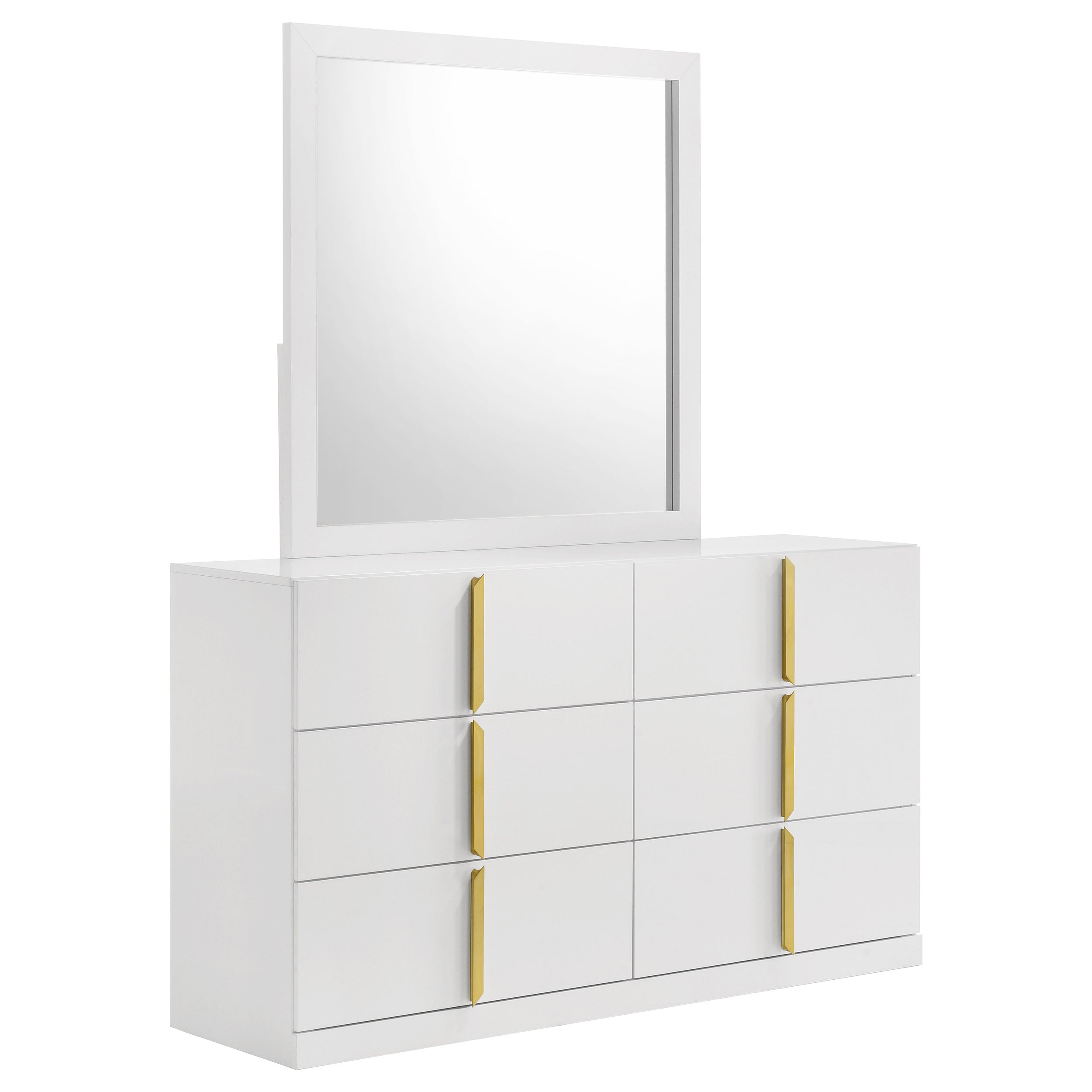 Best Furniture Outlet - Coaster - Ines 6-drawer Bedroom Dresser with Mirror White High Gloss - 223093M