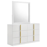 Best Furniture Outlet - Coaster - Ines 6-drawer Bedroom Dresser with Mirror White High Gloss - 223093M