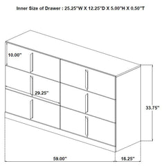 Ines 6-drawer Bedroom Dresser Cabinet White High Gloss