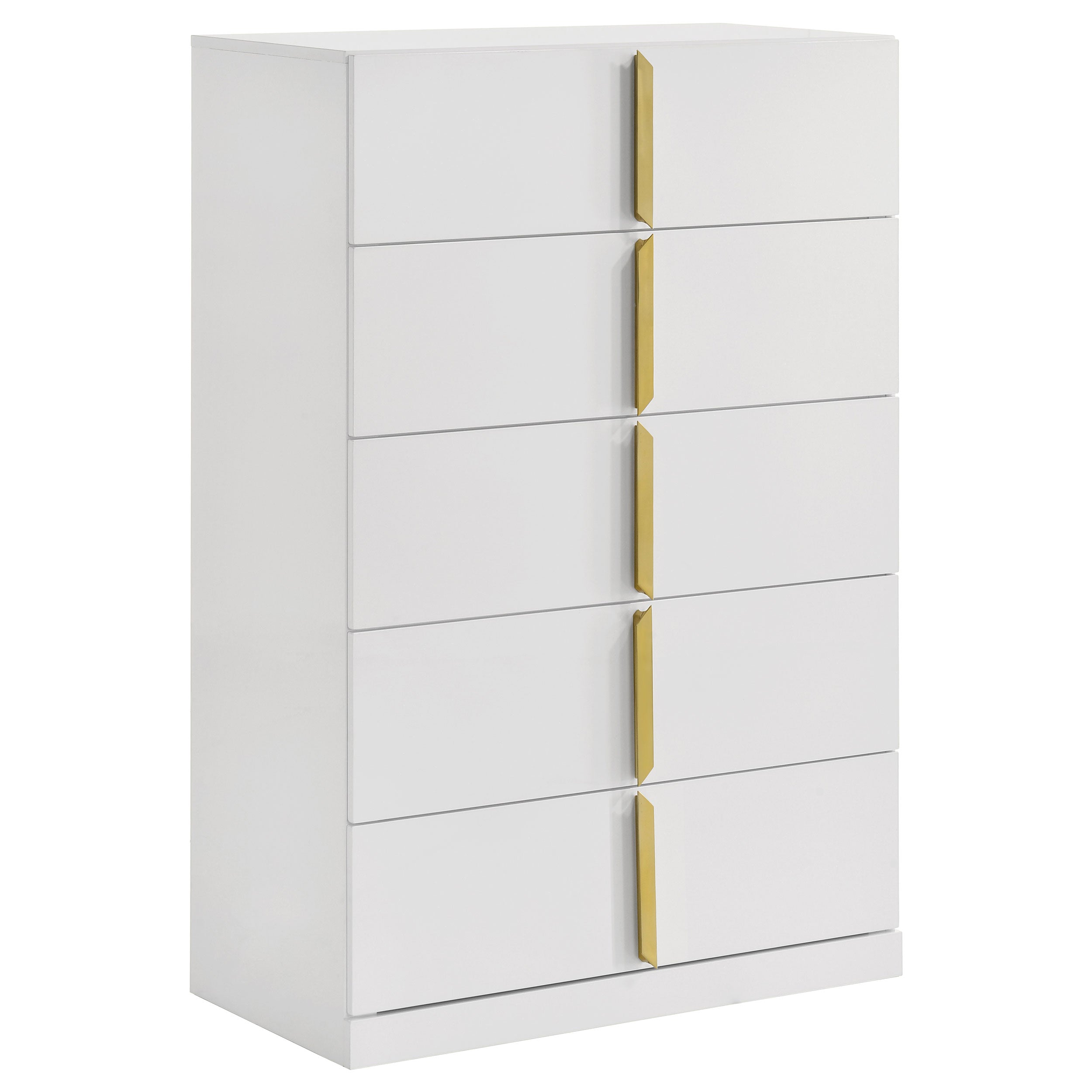 Best Furniture Outlet - Coaster - Ines 5-drawer Bedroom Chest of Drawers White High Gloss - 223095
