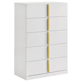 Best Furniture Outlet - Coaster - Ines 5-drawer Bedroom Chest of Drawers White High Gloss - 223095