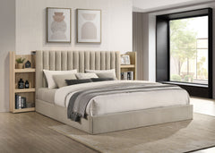Arielle Eastern King Bookcase Panel Storage Bed Light Oak