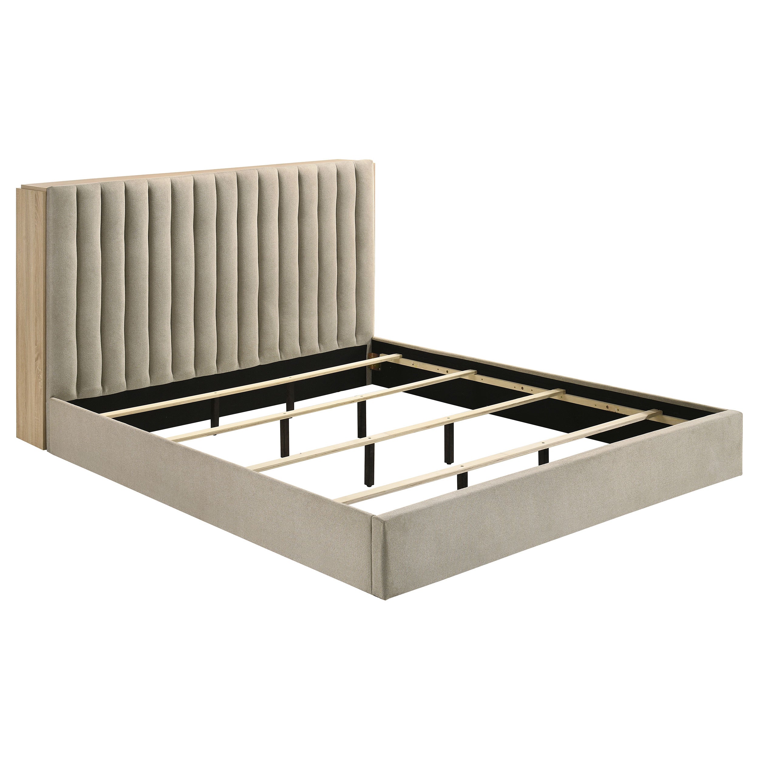 Best Furniture Outlet - Coaster - Arielle Eastern King Bookcase Panel Storage Bed Light Oak - 223111KE