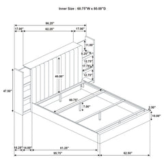 Arielle Queen Bookcase Panel Storage Bed Light Oak