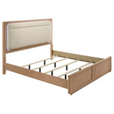 Best Furniture Outlet - Coaster - Leanne Eastern King LED Panel Bed Off White and Light Oak - 223131KE