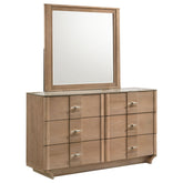 Best Furniture Outlet - Coaster - Leanne 6-drawer Sinter Stone Top Dresser and Mirror Light Oak - 223133M