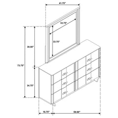 Leanne 6-drawer Sinter Stone Top Dresser and Mirror Light Oak