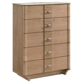 Best Furniture Outlet - Coaster - Leanne 5-drawer Sinter Stone Top Chest of Drawers Light Oak - 223135