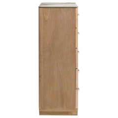 Leanne 5-drawer Sinter Stone Top Chest of Drawers Light Oak