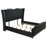 Best Furniture Outlet - Coaster - Lorient Eastern King LED Upholstered Bed Black - 223161KE