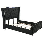 Best Furniture Outlet - Coaster - Lorient Queen LED Upholstered Wingback Bed Black - 223161Q