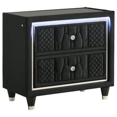 Best Furniture Outlet - Coaster - Lorient 2-drawer LED Nightstand with USB Black - 223162