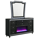 Best Furniture Outlet - Coaster - Lorient 8-drawer LED Flame Box Dresser and Mirror Black - 223163FBM