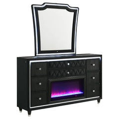 Best Furniture Outlet - Coaster - Lorient 8-drawer LED Flame Box Dresser and Mirror Black - 223163FBM