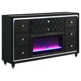 Best Furniture Outlet - Coaster - Lorient 8-drawer LED Bedroom Flame Box Dresser Black - 223163FB
