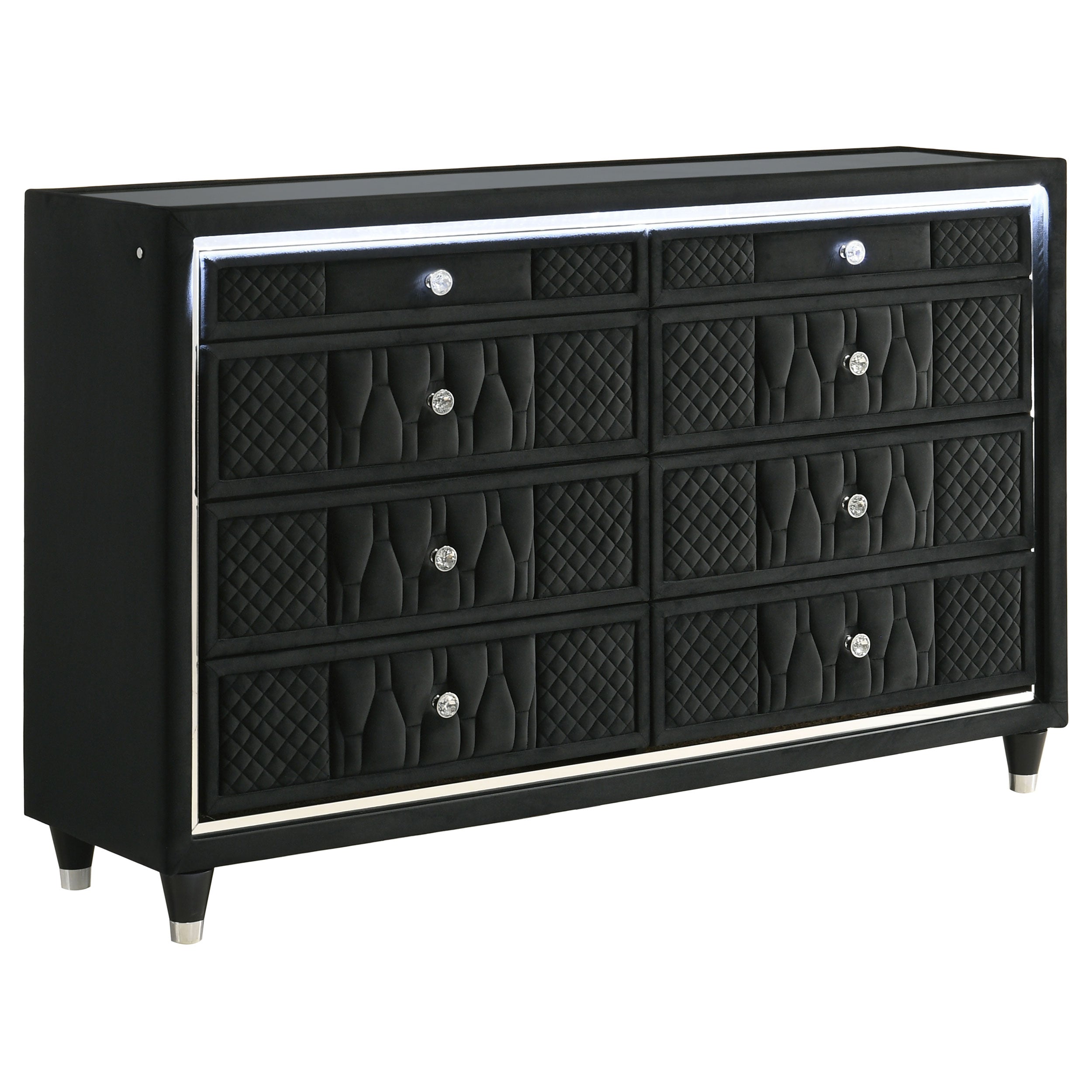 Best Furniture Outlet - Coaster - Lorient 8-drawer LED Bedroom Dresser Cabinet Black - 223163