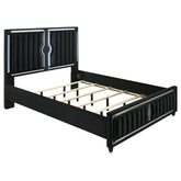 Best Furniture Outlet - Coaster - Ravenne Velvet Upholstered California King LED Panel Bed Black - 223191KW