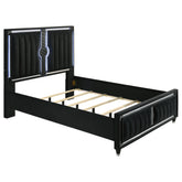 Best Furniture Outlet - Coaster - Ravenne Velvet Upholstered Queen LED Panel Bed Black - 223191Q