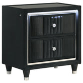 Best Furniture Outlet - Coaster - Ravenne 2-drawer Velvet Upholstered LED Nightstand with USB Black - 223192