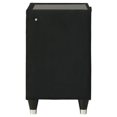 Ravenne 2-drawer Velvet Upholstered LED Nightstand with USB Black