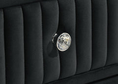 Ravenne 2-drawer Velvet Upholstered LED Nightstand with USB Black