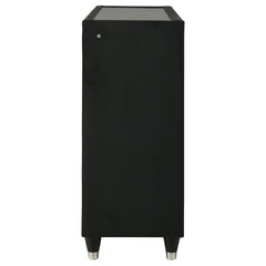 Ravenne 8-drawer Velvet Upholstered LED Dresser Cabinet Black
